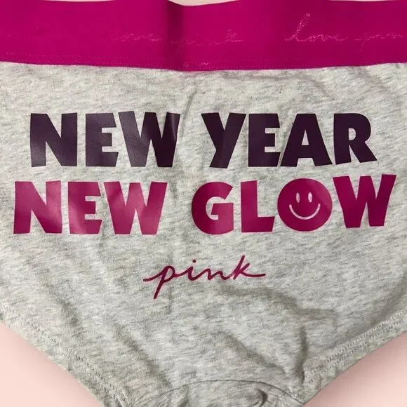 Pink by Victoria’s Secret New Year Pink Gray Panty Sz L - Picture 3 of 4